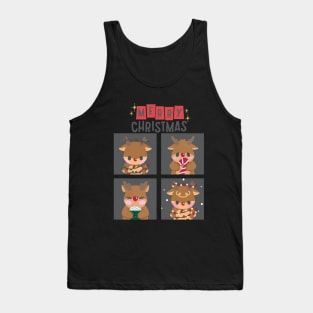 Merry Christmas cute Reindeers Seasons Greetings Tis The Season To Be Jolly Cute Tank Top